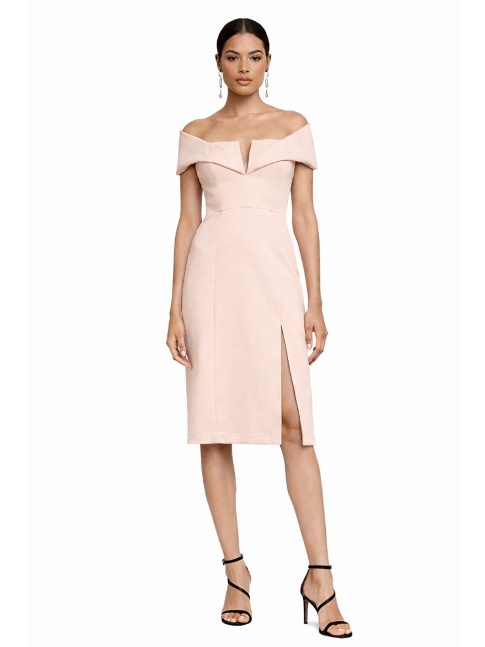 NWT BCBG MaxAzria Marquise in Bare Pink Off Shoulder Sheath Dress 0 $298